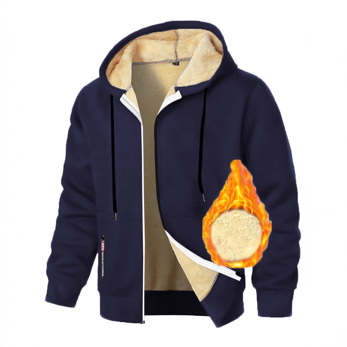 新款男装卫衣加绒加厚男士秋冬季针织衫男士拉链开衫外套