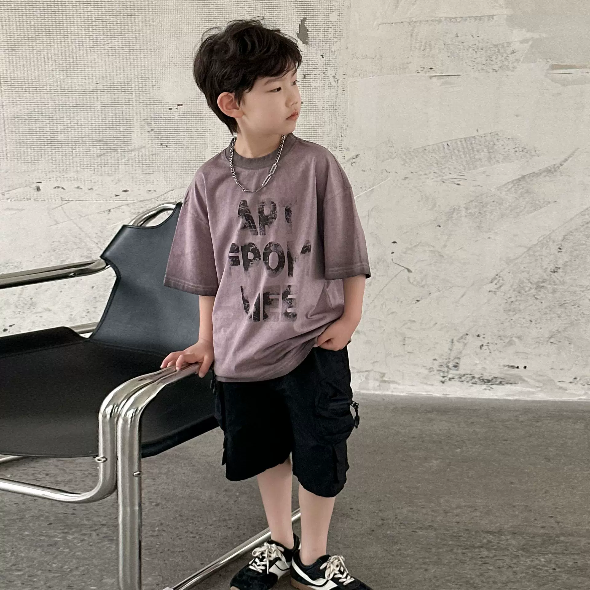 男童夏装短袖T2025夏季新款儿童潮牌t恤男孩韩版宽松圆领上衣童装