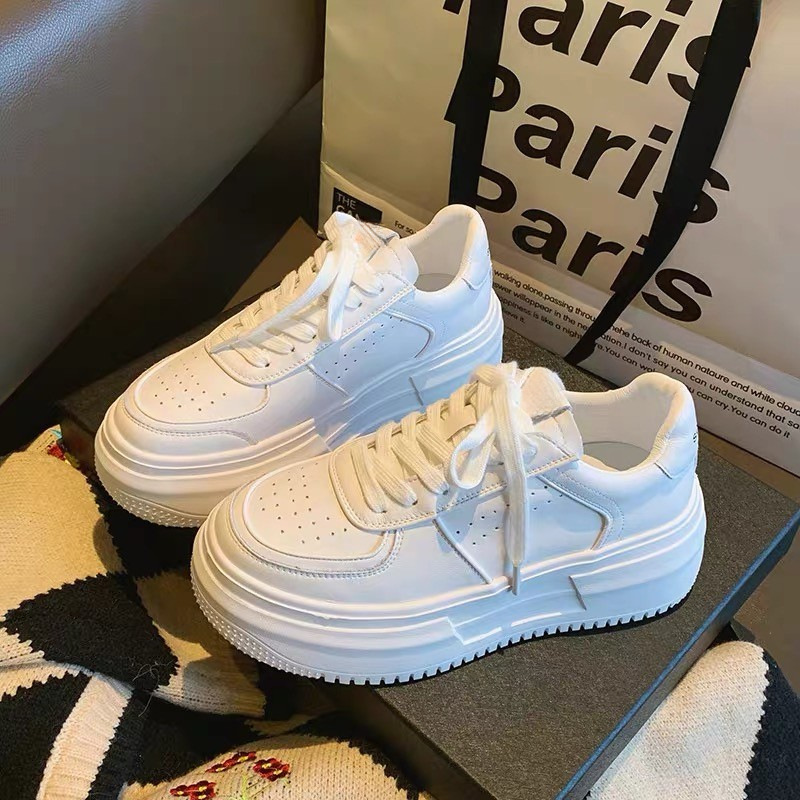 厚底小白鞋女2025新款薄款透气女运动休闲鞋子女增高6cm板鞋女Q-1