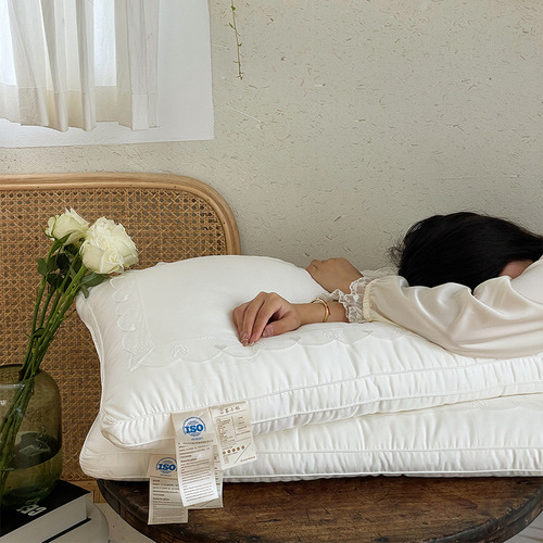 Miss Camellia soy fiber pillow core lace ins wabi-sabi style pillow cotton blended woody double-sided three-dimensional pillow