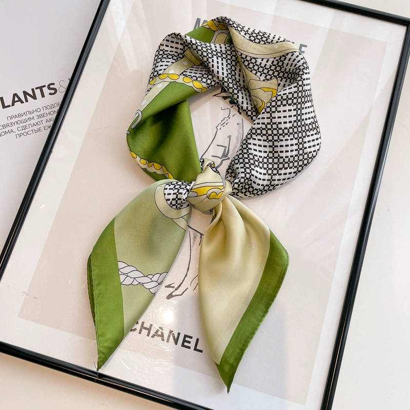 Зеленая сетка из тысячи птиц 70 маленький квадратный шарф шарф женский весной и осенью летом с рубашкой для украшения шеи и шеи тонкий шарф