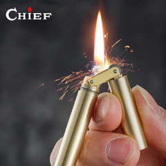 Chief Nunchucks with Coal Oil Whetstone Lighter, Personality Double-Ended Dragon Staff, Brass Lighter in Gift Box