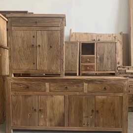 老榆木门板餐边柜实木边柜靠墙柜储物柜子收纳柜中式柜子家用柜子