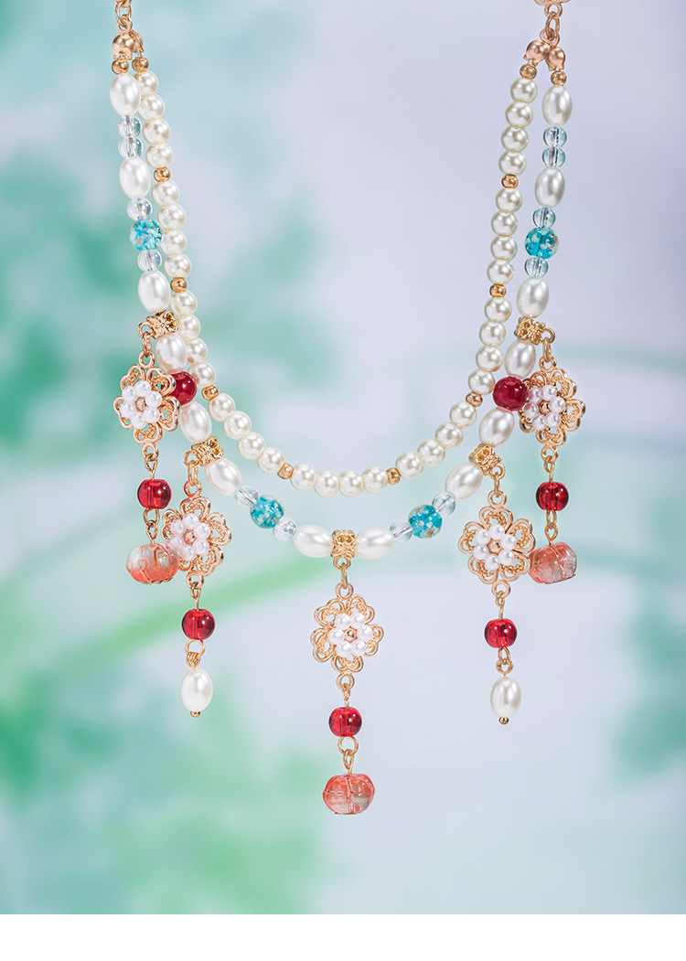 YL29004-2双层南瓜珠项链EH33029耳钩耳夹_01