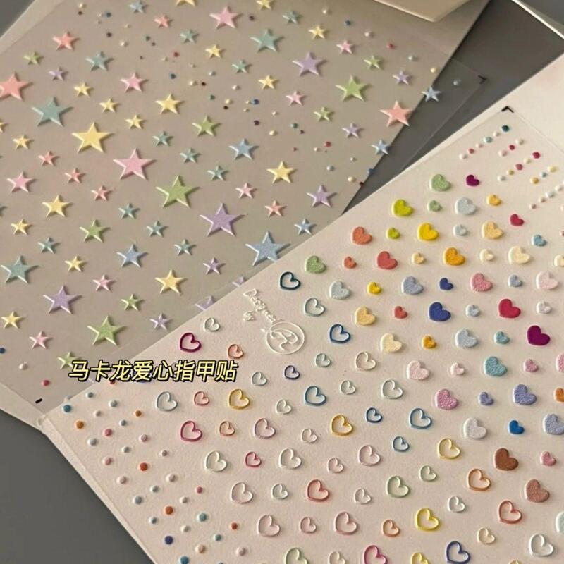 Macaron Heart Star Nail Art Stickers Embossed Stereo Japanese Style Cute Girl Adhesive Nail Stickers Small Patterns