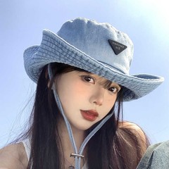 韩版休闲帽子女户外登山帽大头围显脸小渔夫帽复古百搭水洗牛仔帽