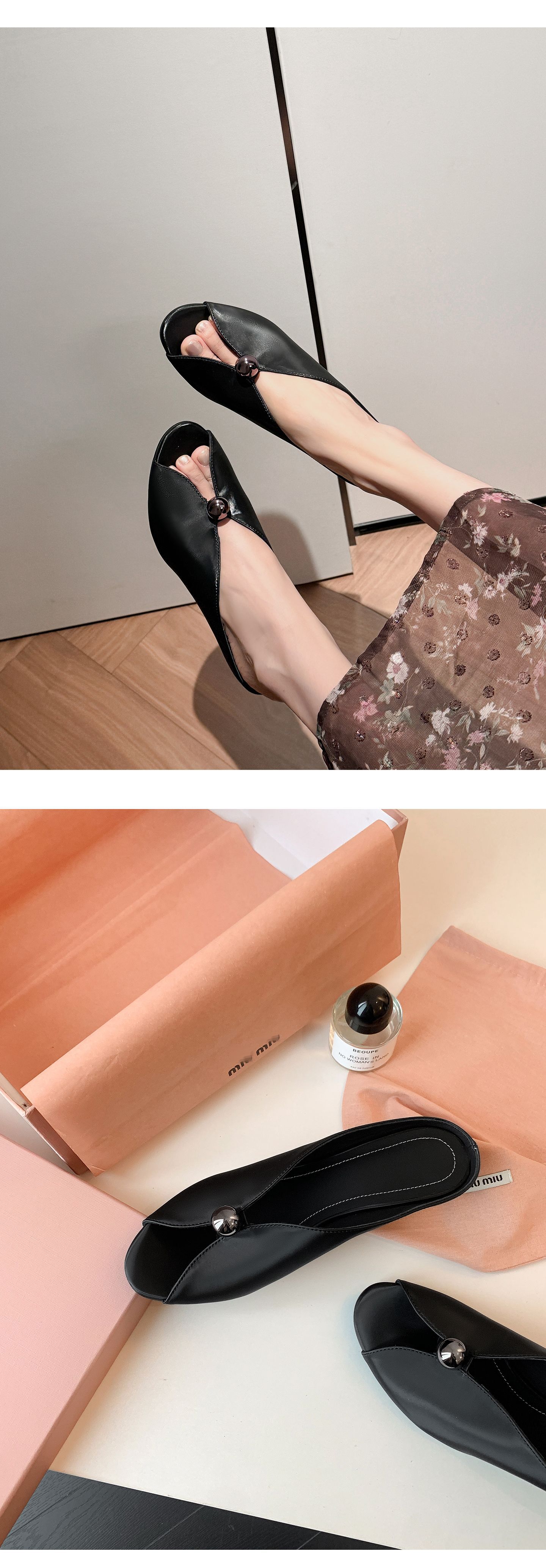 Sandal cao gót nữ hở mũi phong cách Chanel, gót xuồng 7 cm, quai ngang, đi biển hè — màu đen, màu hồng, màu trắng chi tiết 25