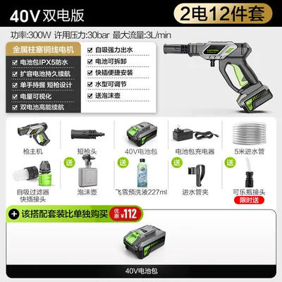 Portable car washer, Car Washing Machine, Household Lithium - 40v-dual-battery-version-battery-pack-free-coke-connector