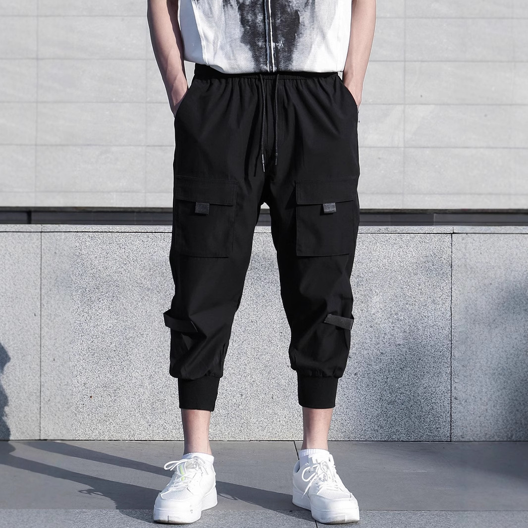 Men's Cropped Pants Spring and Summer Loose Jogger Cargo Pants Height-Enhancing Petite Cropped Pants Trendy Casual Pants