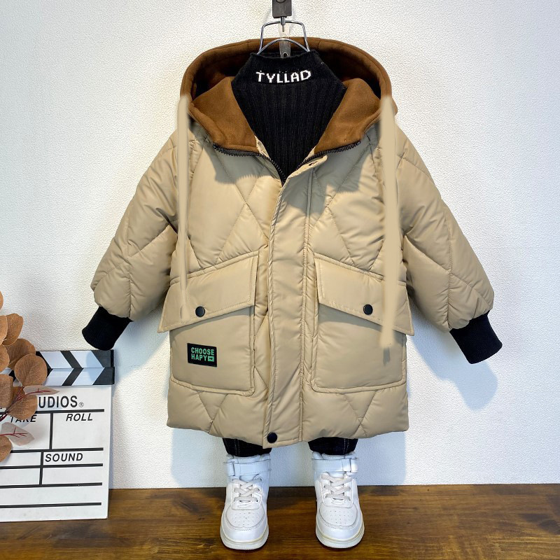 Chaquetas acolchadas de algodón de longitud media para niños, elegantes y resistentes al frío, de algodón grueso, para niños mayores._voghion.com