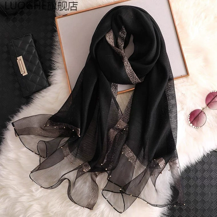 Summer beach thin cloak, lace scarf, gold and silver, sun protection