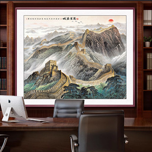 Square Great Wall Hanging Painting with Backing Decorative Painting Entrance Corridor Wall Painting Office Bookcase Chinese Painting