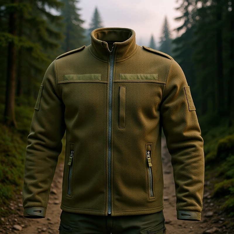 Cross-Border Outdoor Sports Tactical Polar Fleece Jacket Autumn and Winter Men's Stand-Up Collar Fleece Jacket Thickened Warm Mountaineering Jacket
