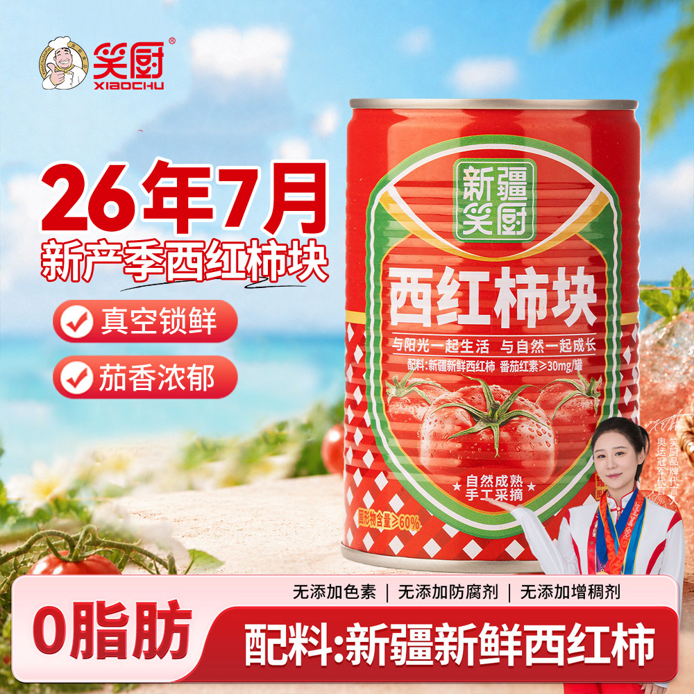 26 Years Xiaochu Tomato Chunk Cans 400g, Fresh Tomato Chunks from Xinjiang, for Home Cooking, Tomato Sauce, Tomato Dices