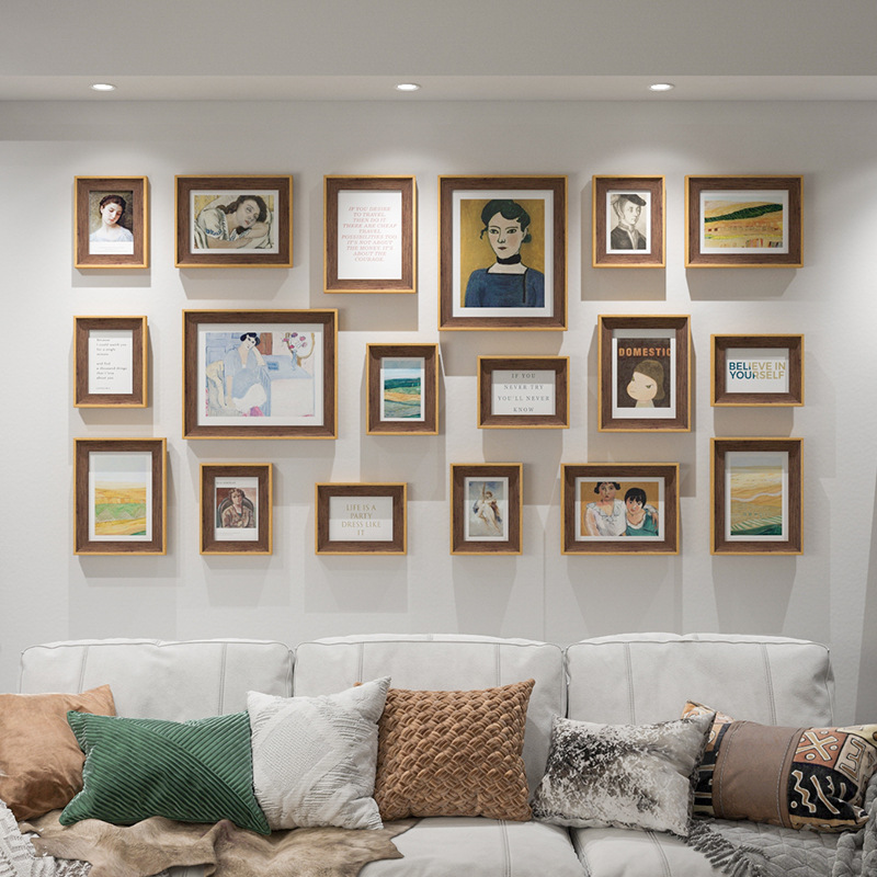 Photo frame wall combination 18 frame Photo Wall non-perforated 5 7 10 inch decorative living room pendant mounted picture frame wholesale Photo frame wall combination 18 frame Photo Wall non-perforated 5 7 10 inch decorative living room pendant mounted picture frame wholesale
