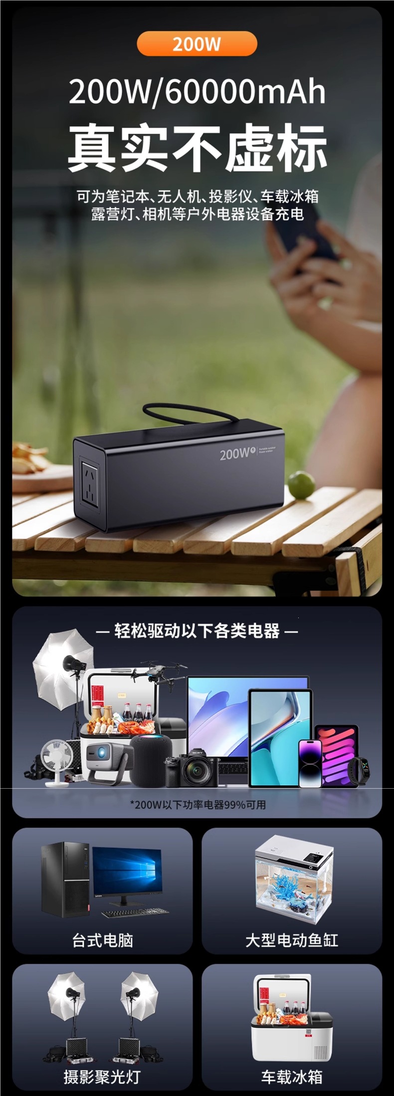 【National 3C Certification】Philips Outdoor Power Bank 200W (Watt) High Power Capacity Mobile Phone Charger