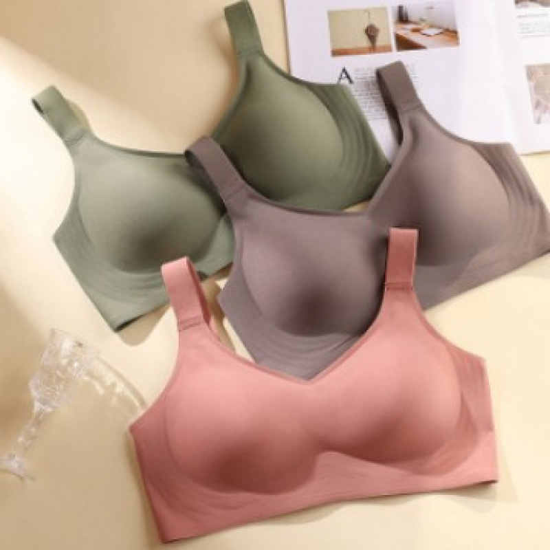 New Popular Latex Push-Up Seamless Large Shoulder Strap Push-Up Bra Thin Summer Breast-Retracting Jelly Strip Underwear for Women