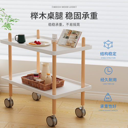 Danish trolley mobile sofa bedside coffee table small table bedside table simple mini solid wood side table corner table