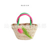 Cute summer fresh children's woven straw basket, handheld pen, bag, flowered