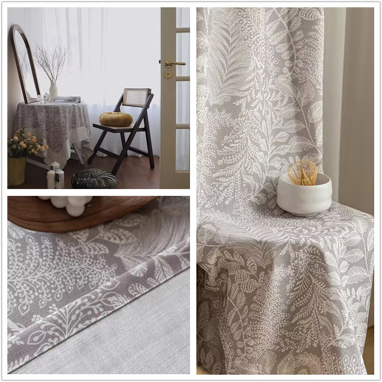 现代美式复古田园风桌布面料 家用餐桌布艺 棉麻餐厅花色