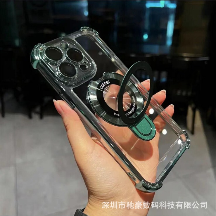iPhone17promax 磁気ホルダー携帯電話ケース Apple 16 電気メッキオールインクルーシブエアバッグ落下防止シース 15 に適しています。|undefined