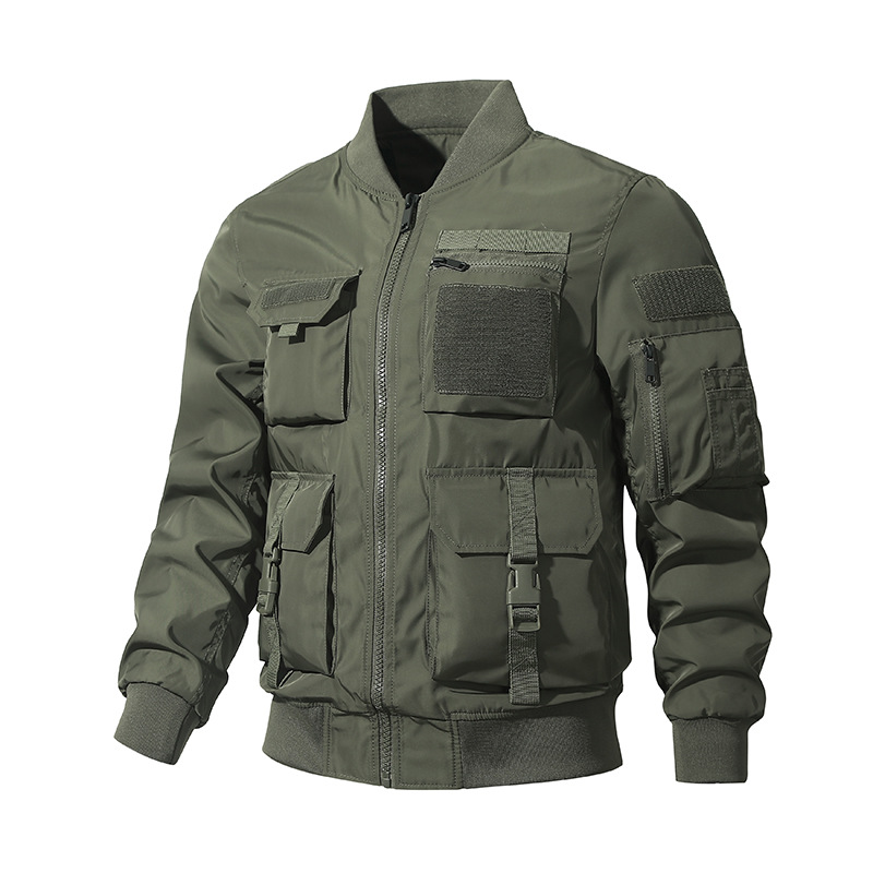 Trajes de trabajo estadounidenses multibolsillos chaqueta de vuelo chaqueta función de viento chaqueta de béisbol de hombre chaqueta de moda casual suelta
