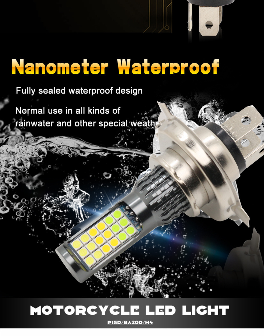 Foreign trade new motorcycle LED headlights double three-color H4 BA20D H6 normally bright flash 36SMD modification