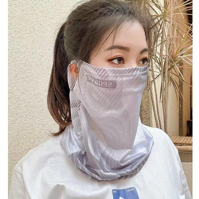 Máscara de protección solar de seda de hielo para hombres y mujeres, babero colgante, protector de cuello, máscara facial, velo de verano, transpirable y versátil