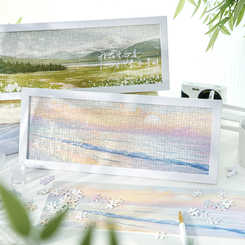 Mr. Paper Puzzle Caja de regalo montaña y mar como poesía serie coreana de alto valor romántico adornos de rompecabezas de escritorio de estudiantes