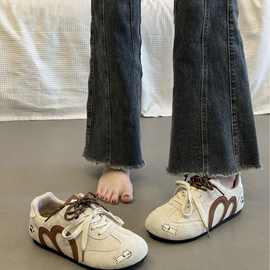 原创丑萌软底板鞋女款2025新款百搭德训鞋休闲运动面包鞋子女