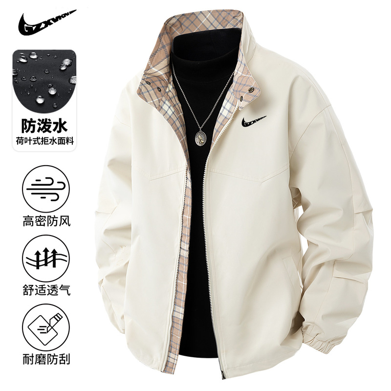 Jacket Men's New Autum Couple American Loose Workwear Casual Plaid Top Outdoor Sports Lapel Jacket Men