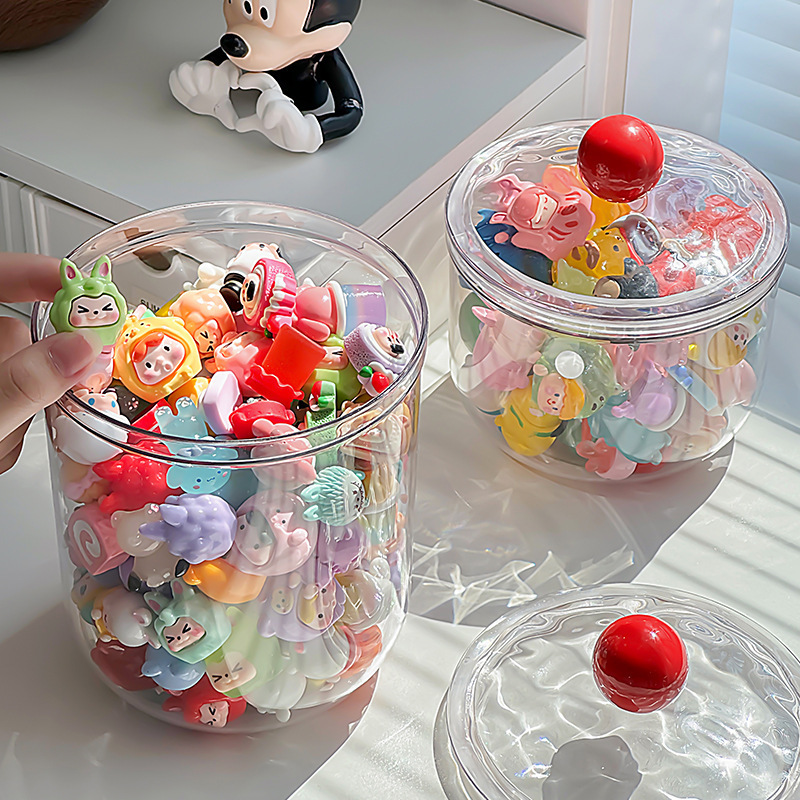 Cute Storage Can Transparent Dustproof Small Hand-held Greedy Baby Mini Bubble Mart Lego Storage Box
