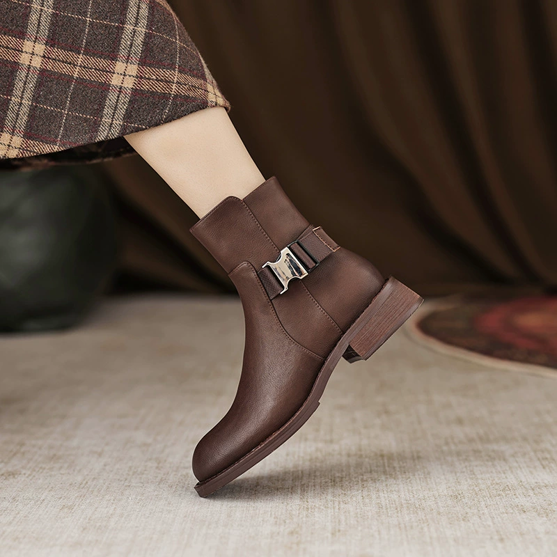 Ботинки Martin на мягкой подошве, женские туфли, Модные новинки 2022 года, осенне-зимние одиночные ботинки в стиле кибер-знаменитостей, короткие тонкие сапоги без каблука, ретро ботинки на плоской подошве