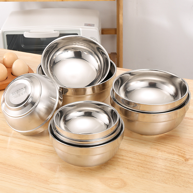 Double-layer platinum school soup bowl stainless steel for home use