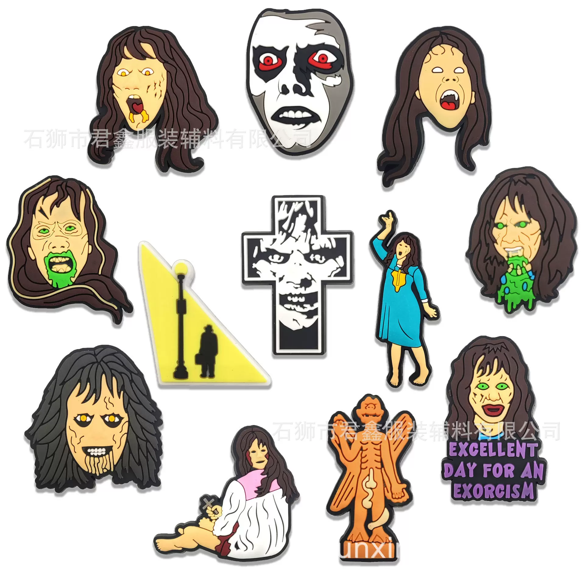 2024年新款驱魔人万圣节洞洞鞋装饰扣配饰扣软胶鞋花鞋扣DIY贴片