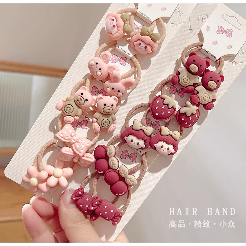 Wine Red Children's Hair Ties That Don'T Damage Hair, Girls' Hair Bands, Baby Hair Ties, Small Rubber Bands, Cute Cartoon Hair Ropes, Girls' Hair Accessories