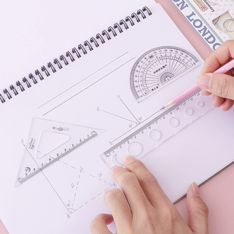 Ruler, set for elementary school students, cute children's teaching stationery for men and women, 4 piece set, wholesale