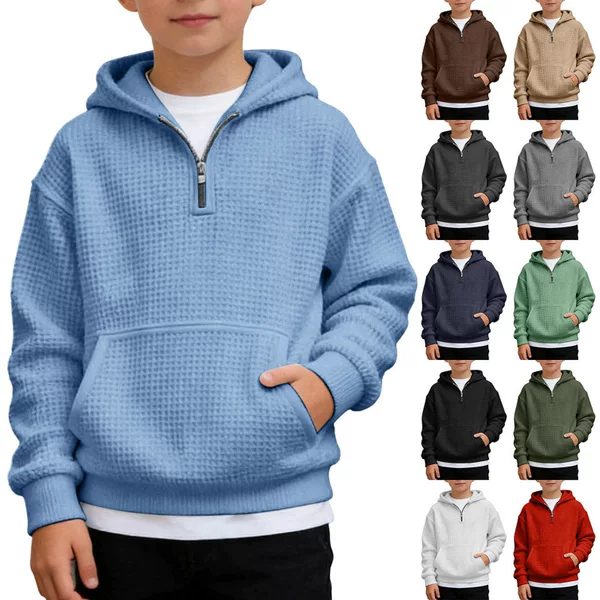 2026 Cross-Border European and American Amazon Waffle Fabric Autumn Half-Zip Sweatshirt Printed Hoodie Foreign Trade Model 460