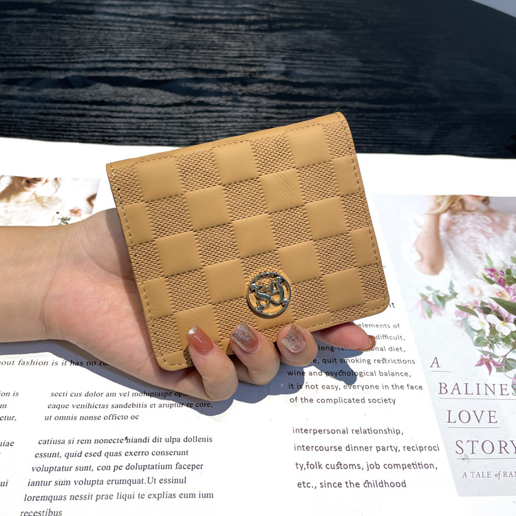 Leren kaarthouder voor dames met diamantpatroon en muntvak_voghion.com
