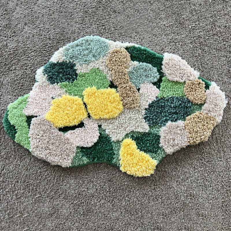 Transfronterizo nueva alfombra verde musgo bosque de forma especial de tres capas de lana de alta estructura alfombra de baño alfombra antideslizante absorbente