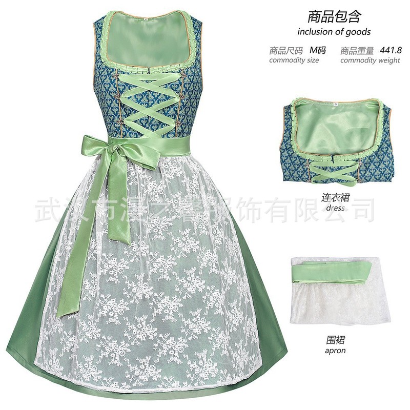 2025年ドイツミュンヘンビール祭 バイエルン風コスチューム レース付きメイド服 ステージ衣装|undefined
