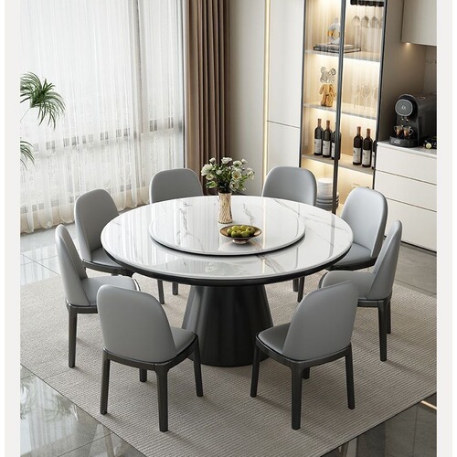 Luxury and simple Nordic modern style Italian home high-end small apartment octagonal chair solid wood round table 