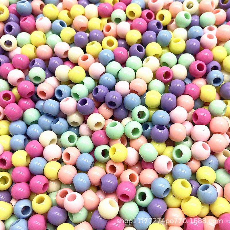 6-16 ミリメートル大穴ラウンドビーズマカロンカラーアクリルビーズ子供の DIY 手作りビーズ素材キャンディーカラーダスティングビーズ|undefined