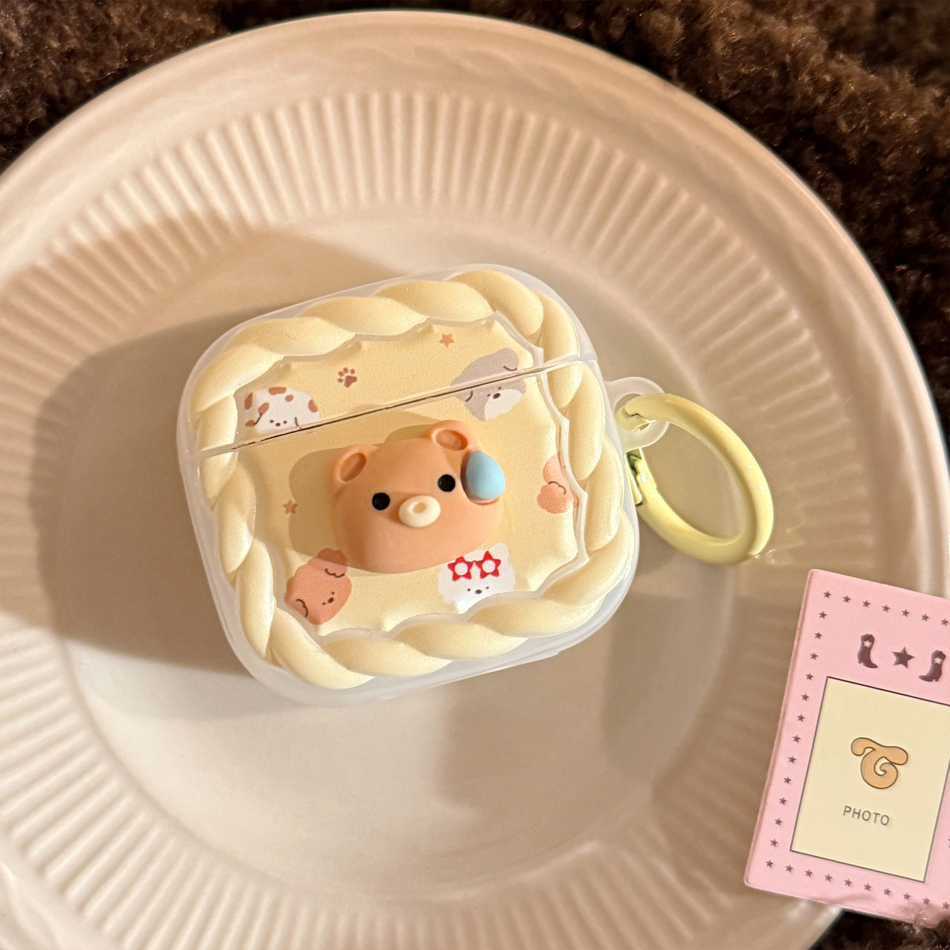 Sweat Gote Bear para Apple AirPods Cover 4 generación auriculares Bluetooth 1 / 2 anillo colgante amarillo leche Pro 2 matado 3