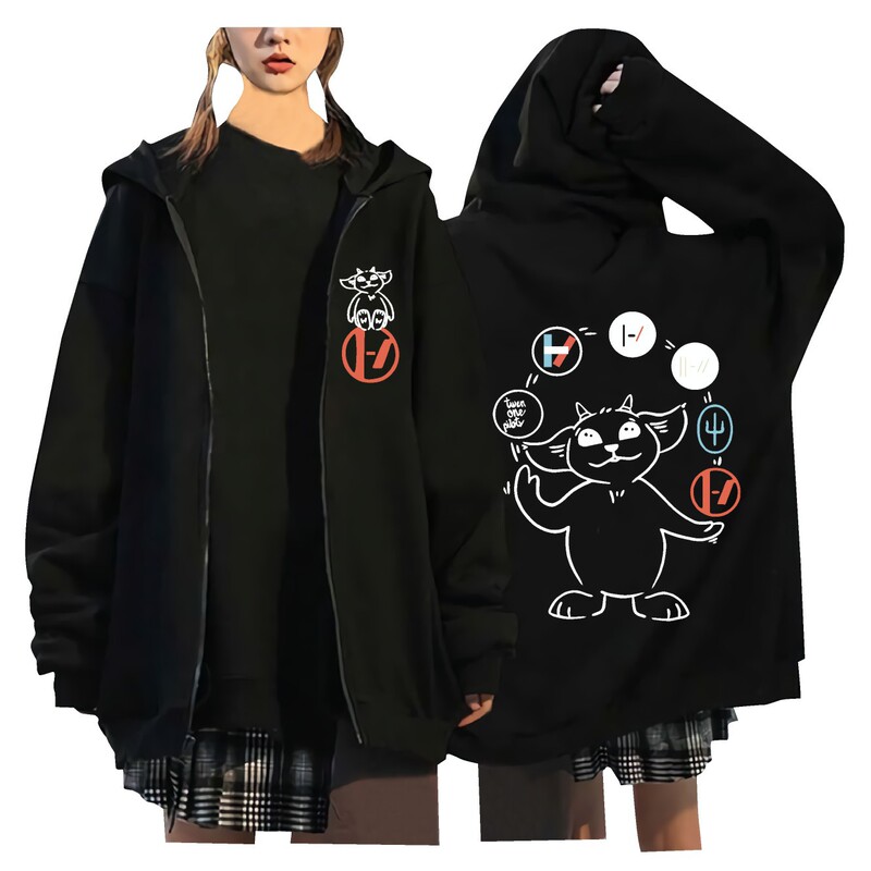New Twenty One Pilots Cross-Border European Size Zip-Up Sweatshirt for Men and Women New Twenty One Pilots Cross-Border European Size Zip-Up Sweatshirt for Men and Women