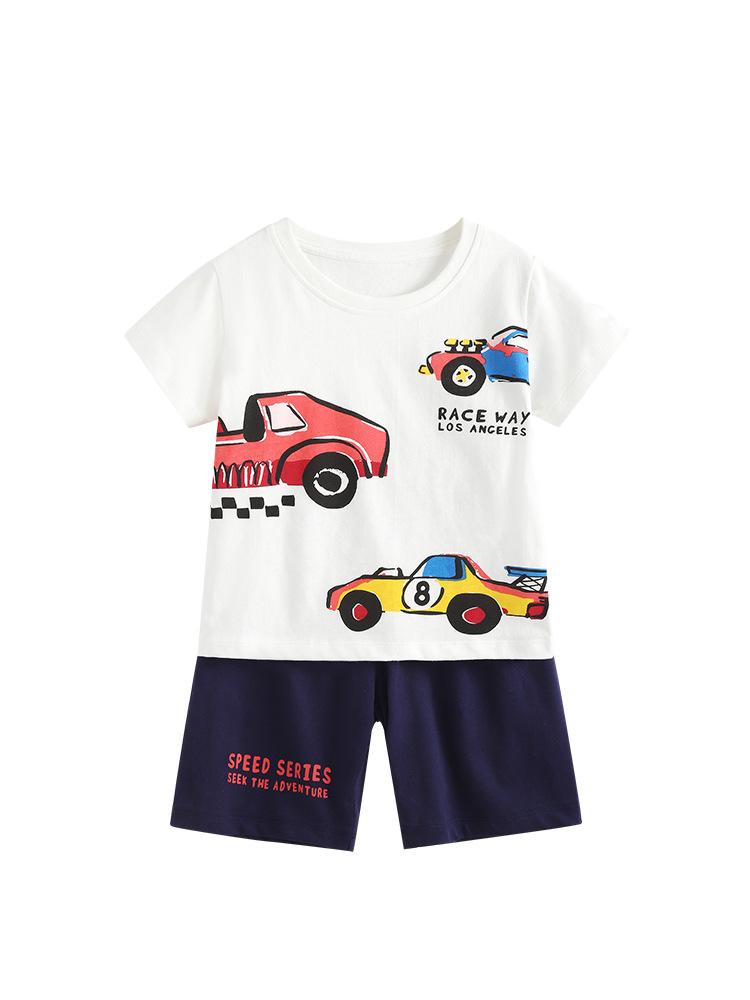 Malwee ropa para niños estilo europeo y americano de mangas cortas pantalones cortos dos piezas set de pantalones infantiles de verano ropa casual de moda infantil