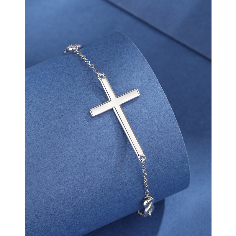 925 pulsera de cruz de plata esterlina para mujeres Europa y América personalidad transfronteriza moda alta joyas accesorios simples