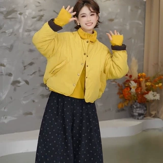 韩式单排扣双面穿棉服外套女2026秋冬新款百搭宽松显瘦高级感上衣