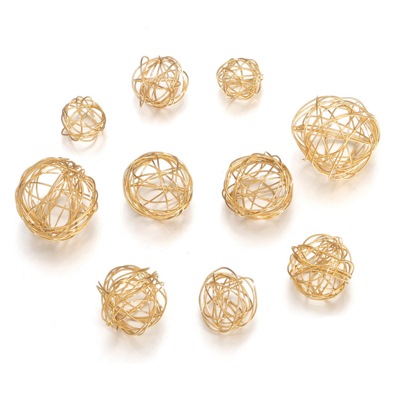 Stainless Steel Wire Ball Pendant Titanium Steel Hollow Bohemian Style Pendant DIY Jewelry Accessories Necklace Earrings