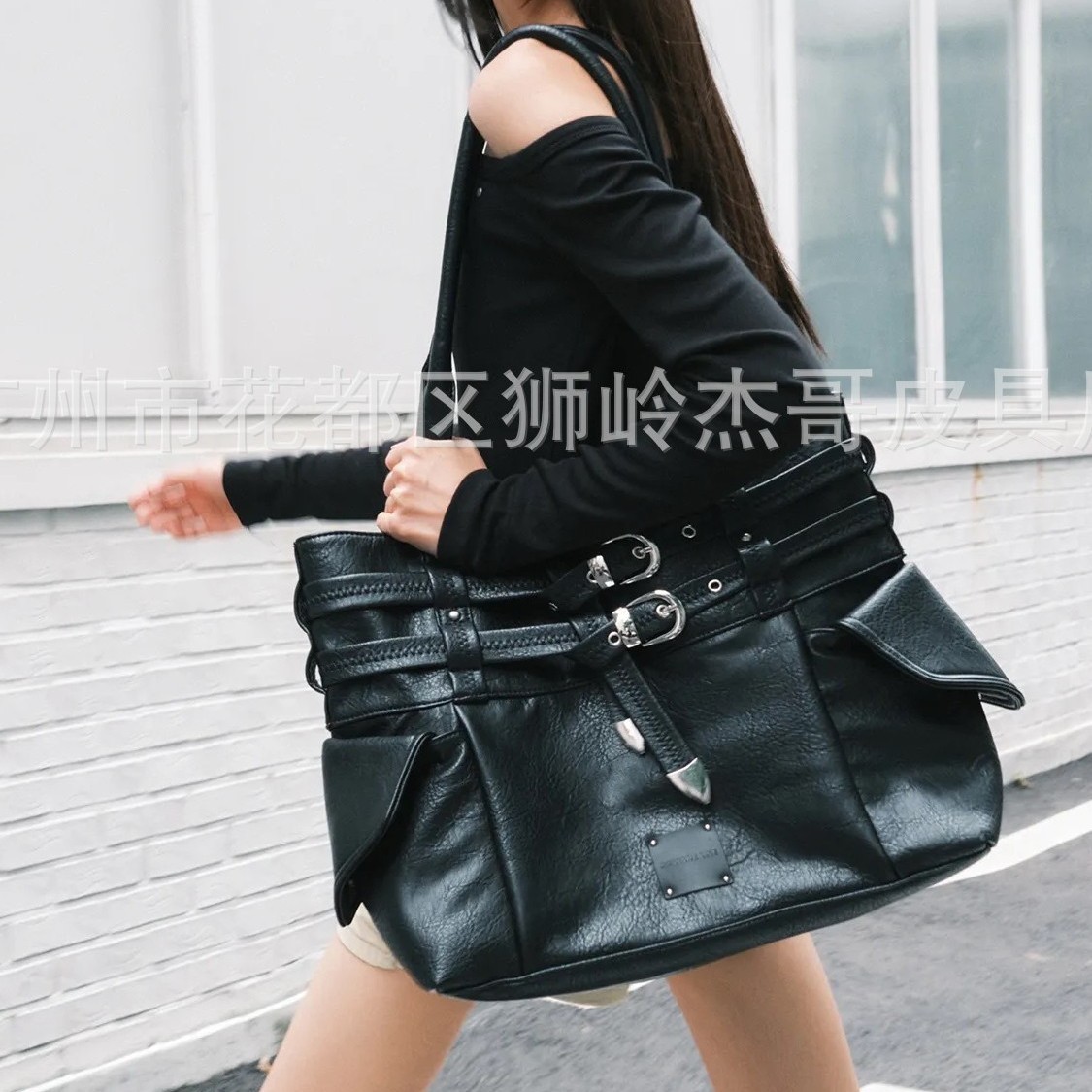 韩国小众设计皮带扣大容量机车包2026新款黑武士甜味土豆单肩包